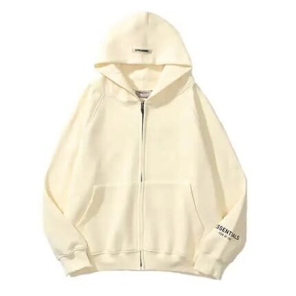 Essentials Beige Fog Zip Up Hoodie